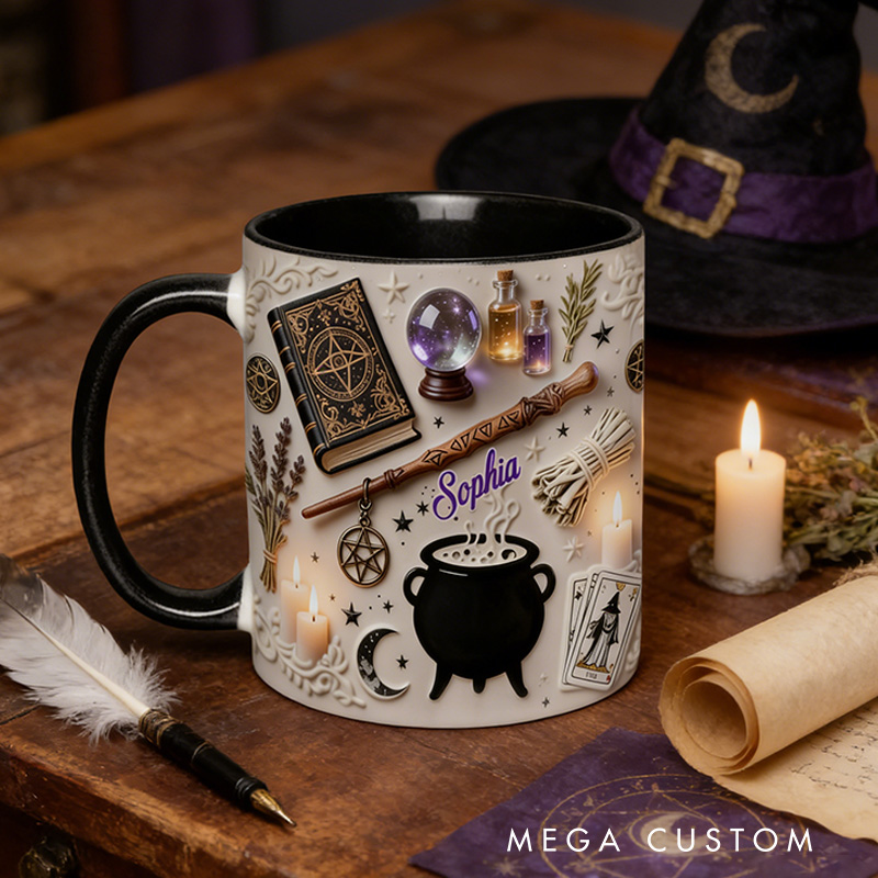 Personalized 2D Flat Witchcraft Mug Coffee Mug Magic Lover Mug Witchcore Gift Coffee Mug