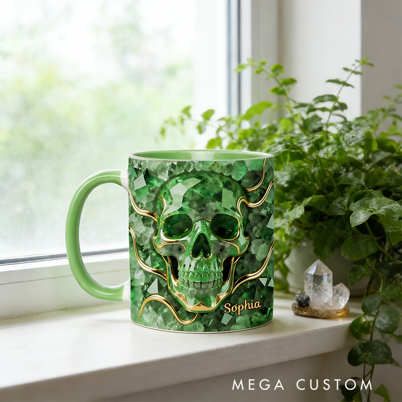 Personalized 2D Flat Magical Crystal Skull Mug Coffee Mug Magic Lover Mug Witchcore Gift Coffee Mug