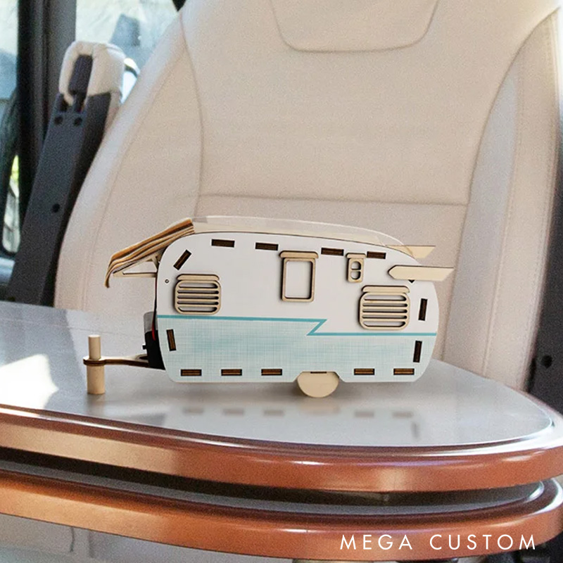 Personalized Camping Car Wood Photo Frame with LED Light Strip and 3 Photos Commemorative Home Decor Gift for Campers