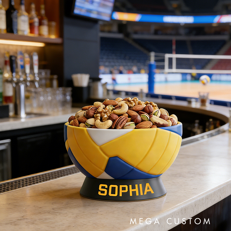 Personalized 3D Printed Volleyball Snack Bowl with Custom Name Design for Volleyball Fans