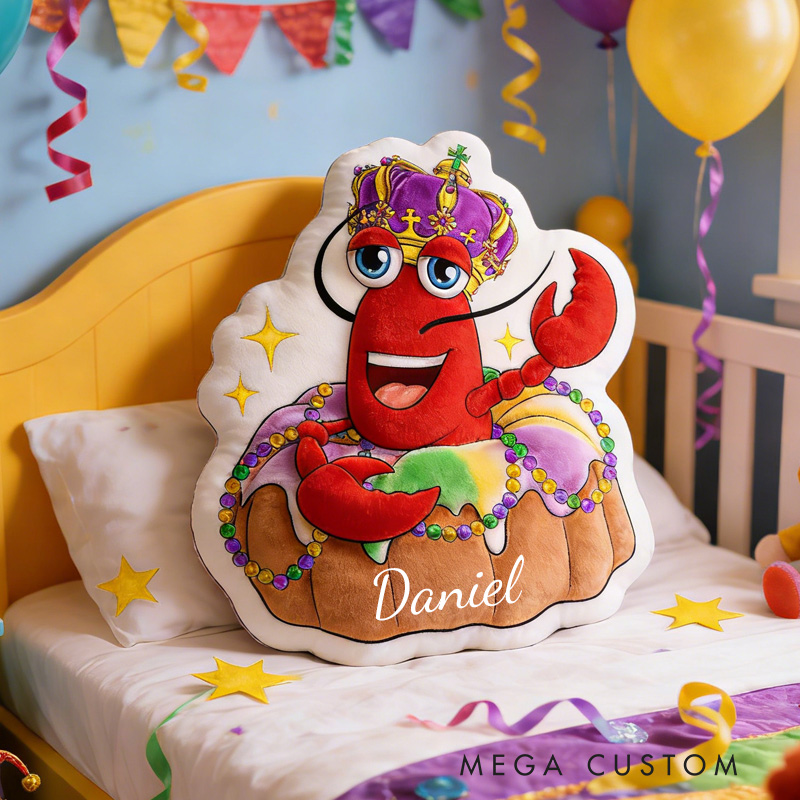 Personalized Lobster Throw Pillow Graphic 3D Print Cake Pillow with Name Mardi Gras for Girl Boy Kids Initial Pillow Baking Lover Gifts