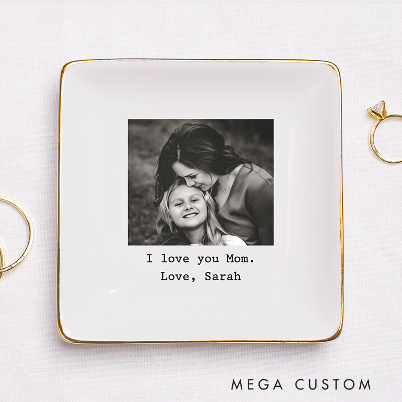 Personalized Photo Trinket Tray Photo Gifts for Mothers Day Gift Mom Ring Dish Jewelry Storage Gifts for Mom Photo Gift Photo Trinket Dish