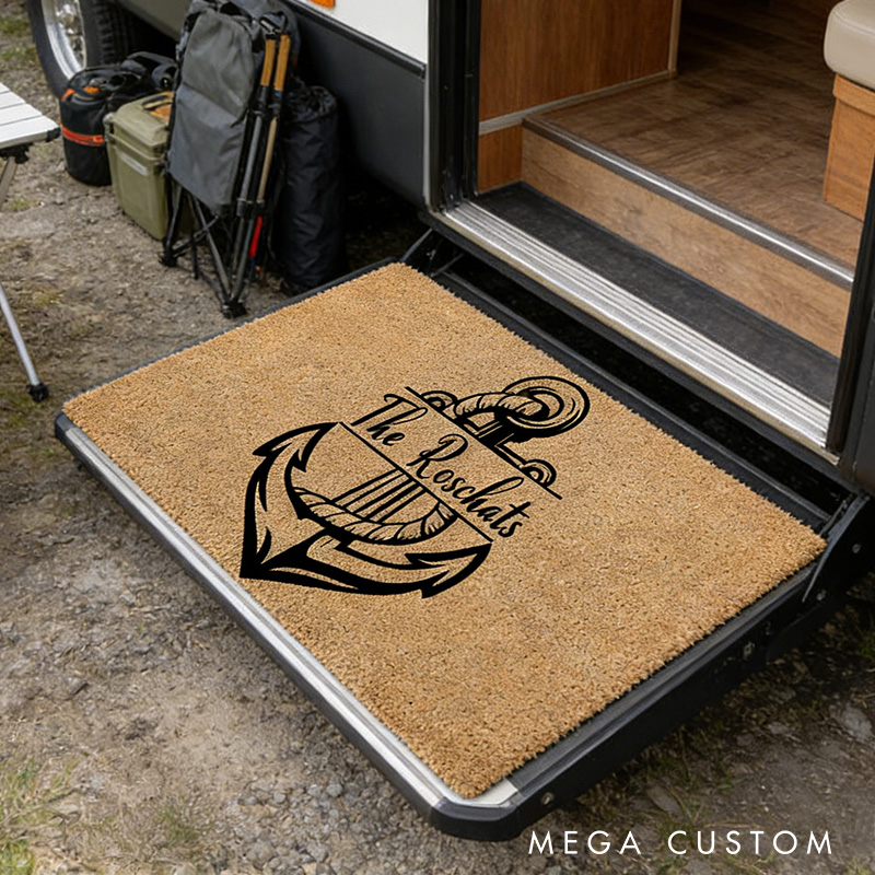Personalized Custom Doormat Anchor Welcome Mat Family Name Fishing Boat Gifts for Fishing Lover