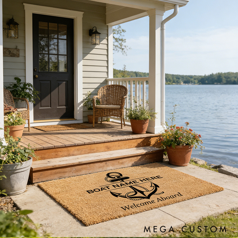 Personalized Custom Doormat Anchor Welcome Mat Family Name Fishing Boat Gifts for Husband Lover