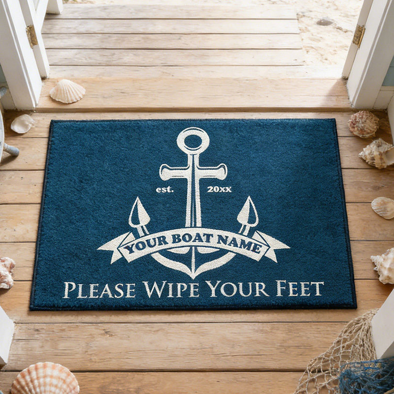 Personalized Custom Nautical Doormat with Anchor Mat Large Wipe Your Feet Gifts Outdoor Fishing Boat Mat