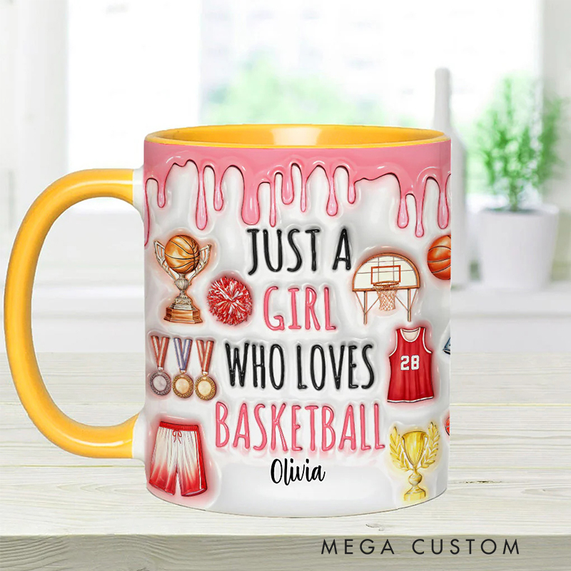 Personalized "Just a Girl Who Loves Basketball" Mug with Custom Text for Female Players and Fans