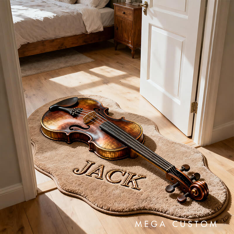 Personalized 2D Flat Violin Melody Rug for Music Lovers Gift for Kids Music Studio