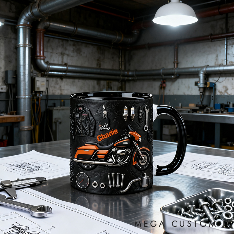 Personalized Biker Gifts Custom Name Motorcycle Mug Color Inside Coffee Cup for Men Motor Racer Rider Gift