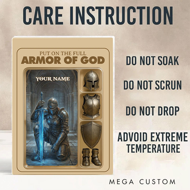 Personalized Put the Full Armor of God Acrylic Block with Custom Name Table Decor Prayer Best Gift Religious Gift Christian Gift for Christian Man