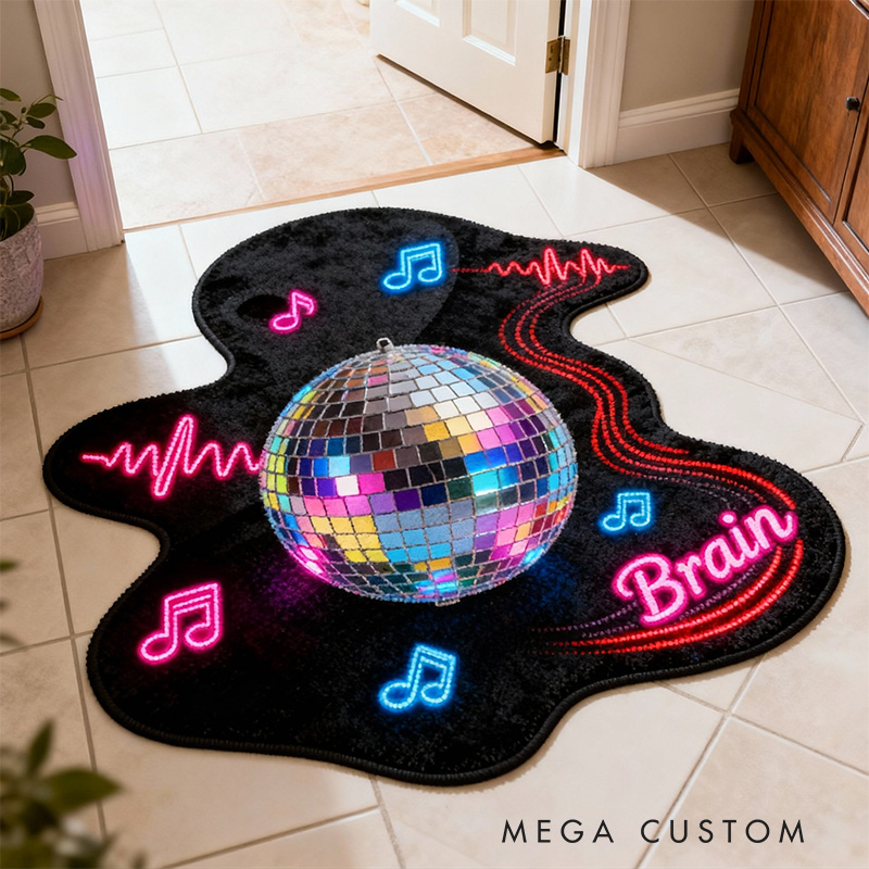 Personalized 2D Flat Disco Rug for Music Lovers Gift for Kids Music Studio