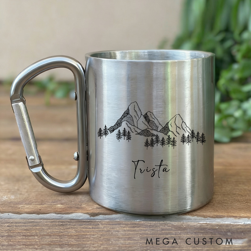 Personalized Mountain Stainless Steel Mug Outdoor Adventure Hiking Mug Gift for Outdoor Backpacker