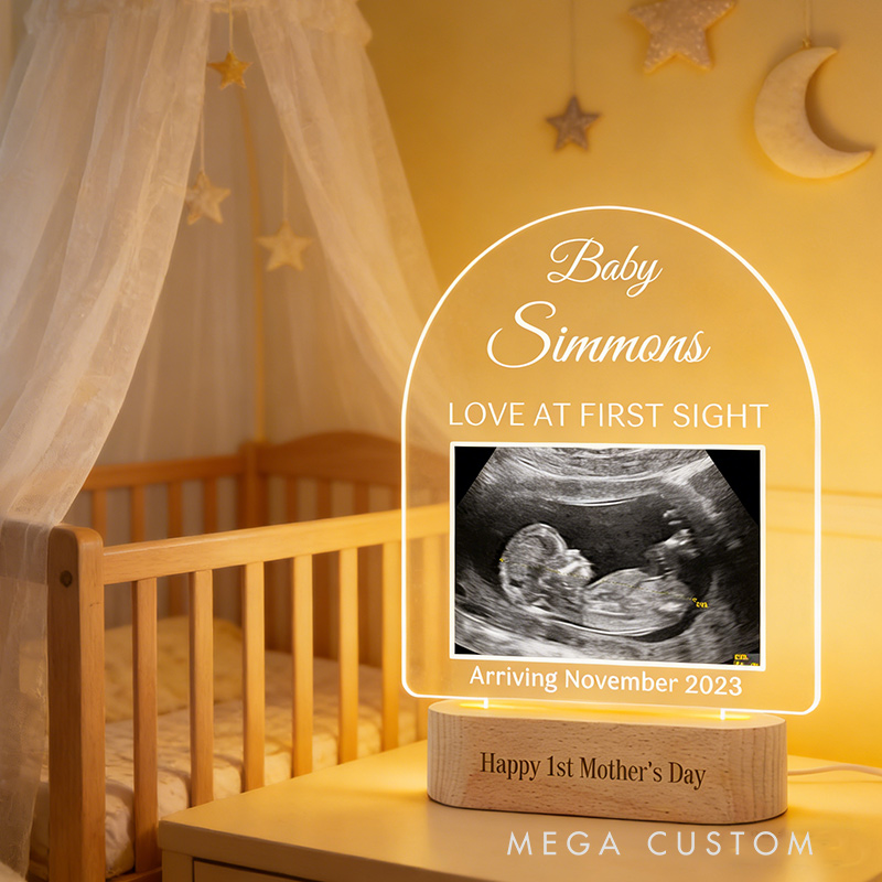 Personalized LED Light with Ultrasound Pregnancy Announcement Gift New Dad Gift Mom To Be Gifts Baby Reveal Keepsake