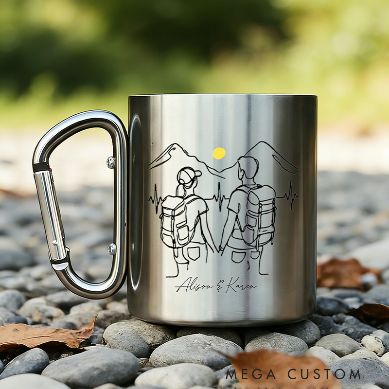 Personalized Adventure Couple Stainless Steel Mug Couple Outdoor Hiking Mug Cup Gift for Outdoor Backpacker