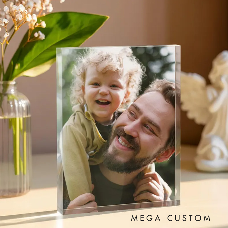 Personalized Dad and Daughter Acrylic Photo Block Custom Picture Gifts for Dad Sentimental Fathers Day Photo Keepsake Birthday Gift from Daughter