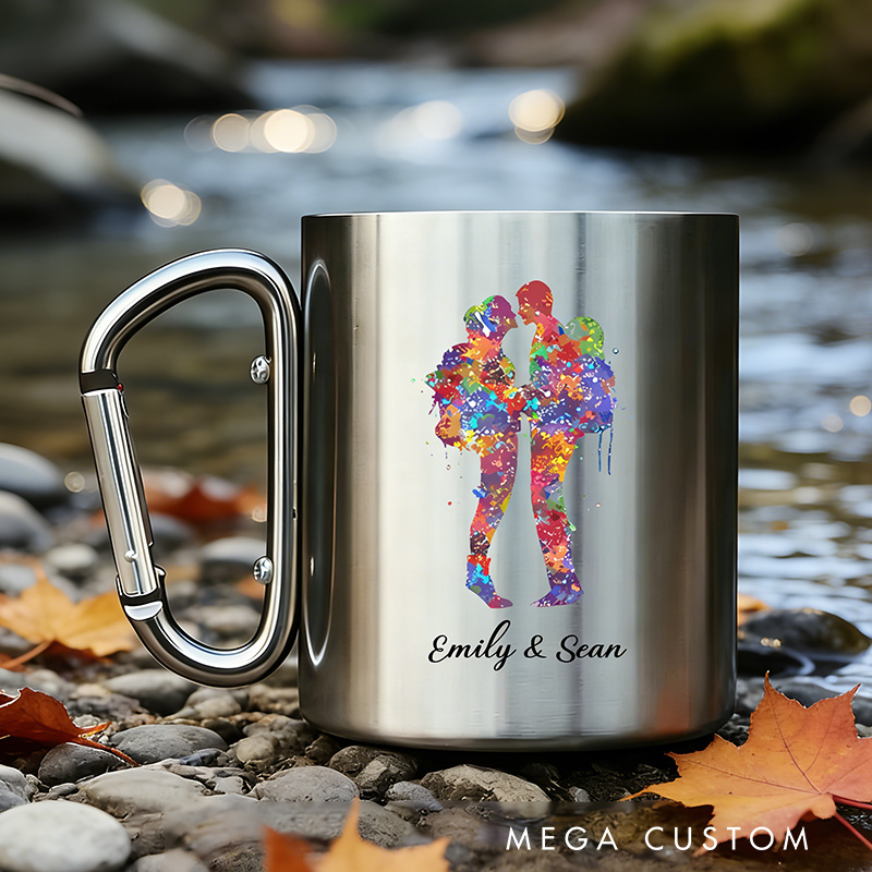 Personalized Colorful Couple Stainless Steel Mug Outdoor Couple Adventure Mug Cup Gift for Outdoor Lover