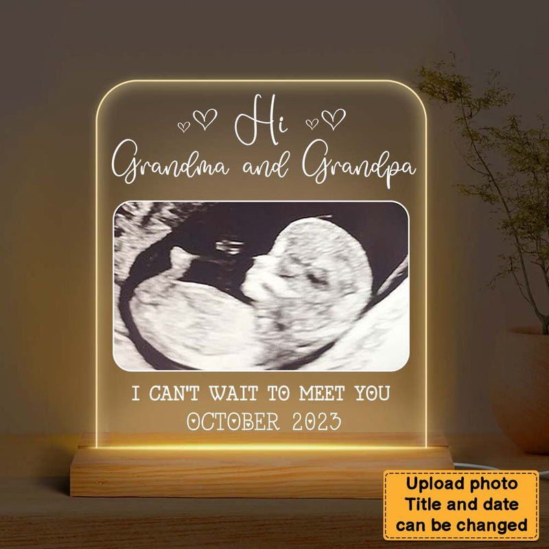 Personalized Baby Family Pregnancy Announcement Hi Grandma and Grandpa Plaque LED Lamp Night Light Gift for Family