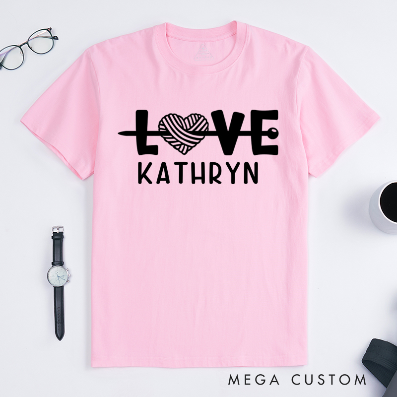 Personalized Love Classic T-Shirts Gift for Knitting Lovers knit Gift Funny Knitting Shirt