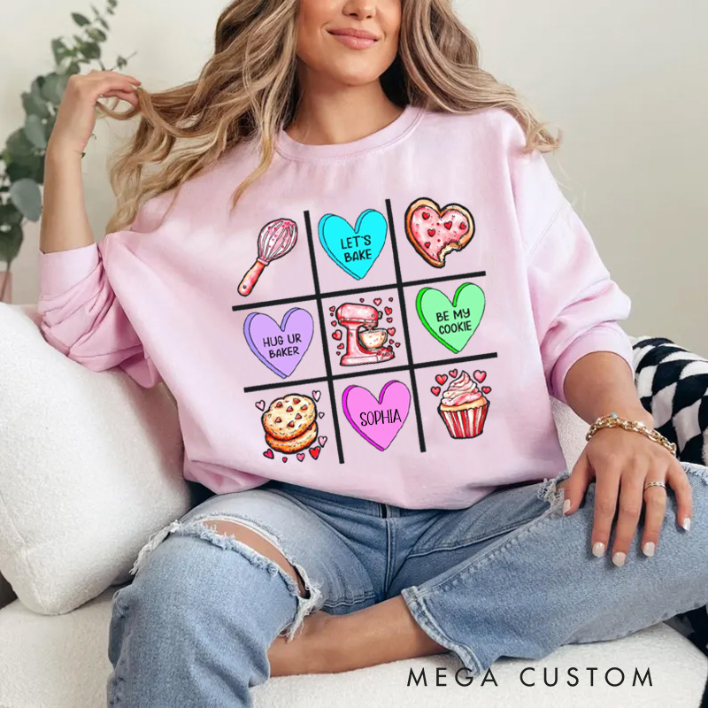 Personalized XOXO Baking Sweatshirt with Name Let's Bake Sweatshirt Be My Cookie Shirt  Valentine's Day Gift for Women Baking Lover Her