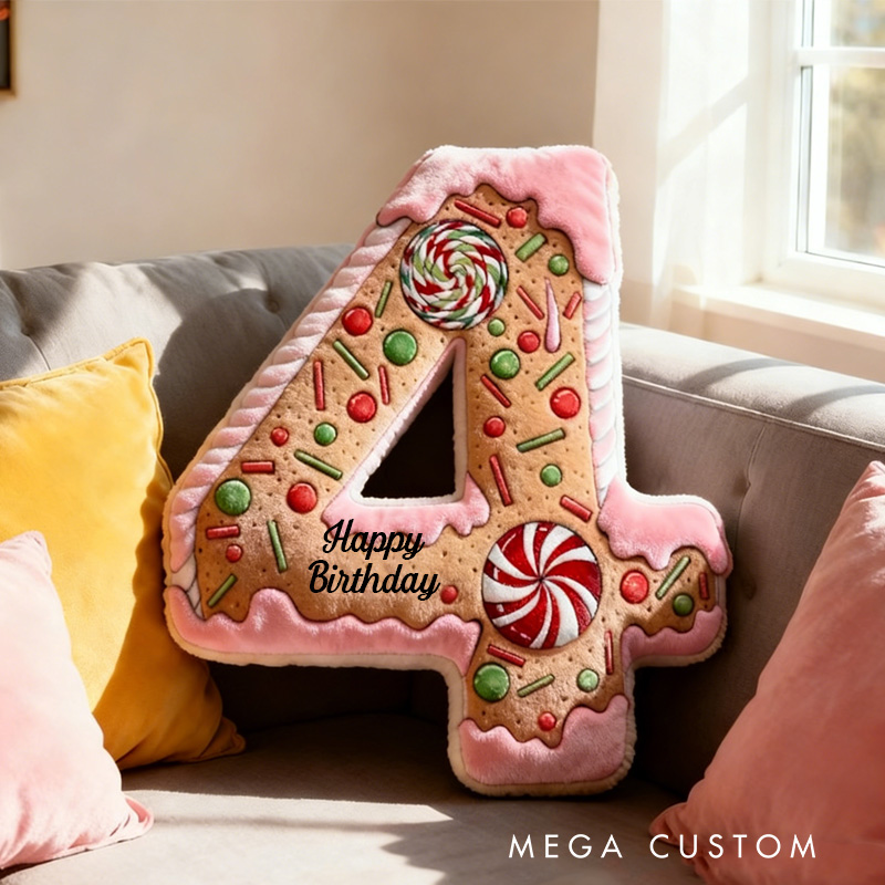 Personalized Cake Alphabet Throw Pillow Graphic 3D Print Letter Pillow Custom Kids Cookie Pillow with Name for Kids Birthday Gift