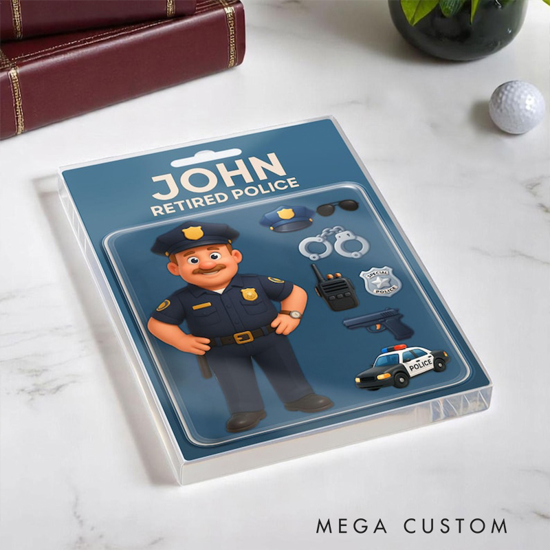 Personalized Police Gifts Custom Retired Officer Acrylic Plaque Faux 3D Printed Figure Block for Dad or Grandpa Fathers Day Retirement Gift