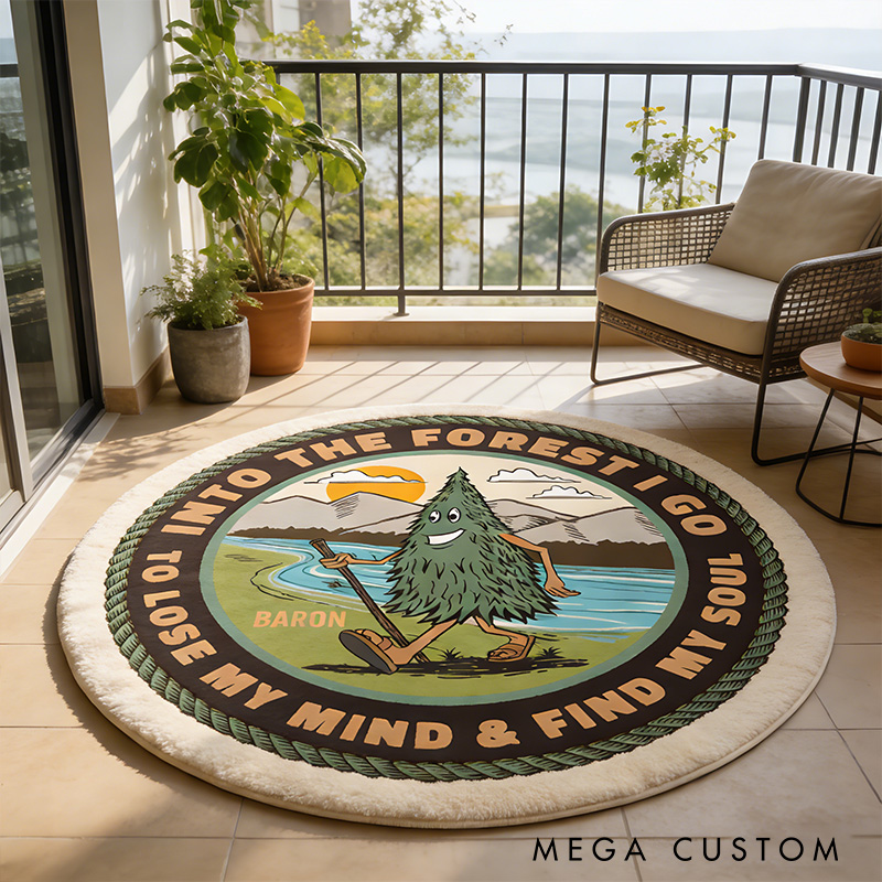 Personalized Forest Adventure Rug Hiking Camping Nature Lover Rug Outdoors Adventure Gift