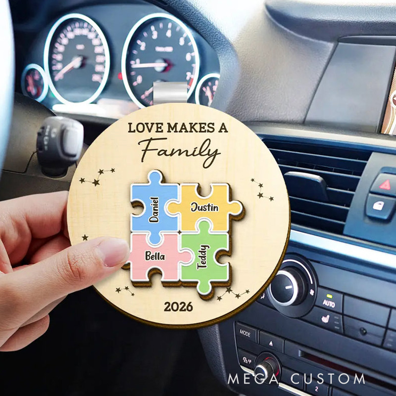 Personalized Shaped Car Visor Clip Custom The Pieces That Make Our Family Puzzle Car Visor Clip Gift for Family