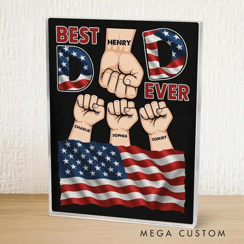 Personalized Best Dad Ever Nation Flag Custom Acrylic Block Plaque Personalized Father's Day Gift for Dad Gift for Husband Grandpa Papa