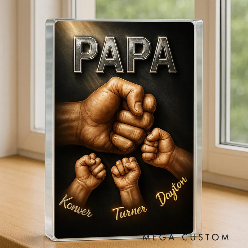 Personalized Name Figure Acrylic Block Custom Acrylic Block Plaque Father Day Gift for Dad Gift for Father Papa Gift Dad And Kid Name