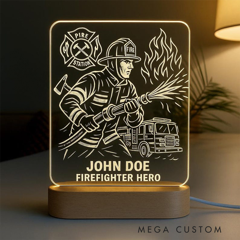 Personalized LED Gifts Custom Name Profession Night Light Acrylic Lamp for Police Firefighter Chef Teacher Nurse Office Decor