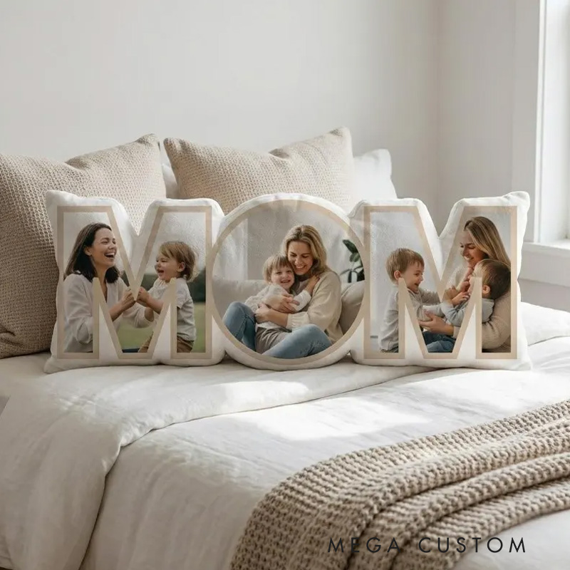 Personalized Mom Photo Pillow Custom Picture Decorative Throw Pillow Gift for Mother's Day Birthday Home Decor Soft Sofa Cushion for Women Family