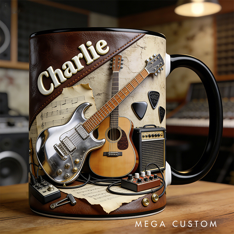 Personalized 2D Flat Acoustic Vibes Mug Custom Vinyl Records Themed Mug for Music Lovers