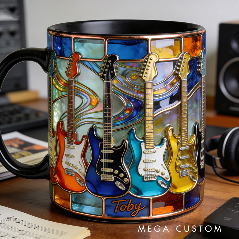 Personalized 2D Flat Colorful Chords Mug Custom Vinyl Records Themed Mug for Music Lovers