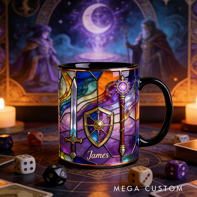 Personalized 2D Flat RPG DND Mystic Quest Mug Gamer Mug Player Controller Video Game Mug Gamer Gift Coffee Mug