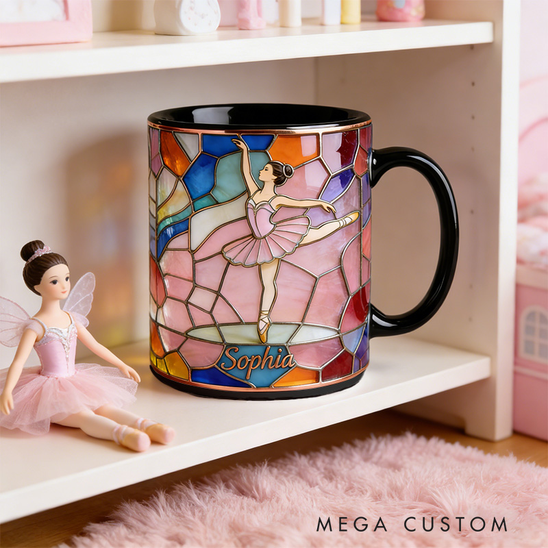 Personalized 2D Flat Ballerina Graceful Bloom Ballet Mug Dancer Mug Ballet Dance Lover Mug Dancing Gift Coffee Mug