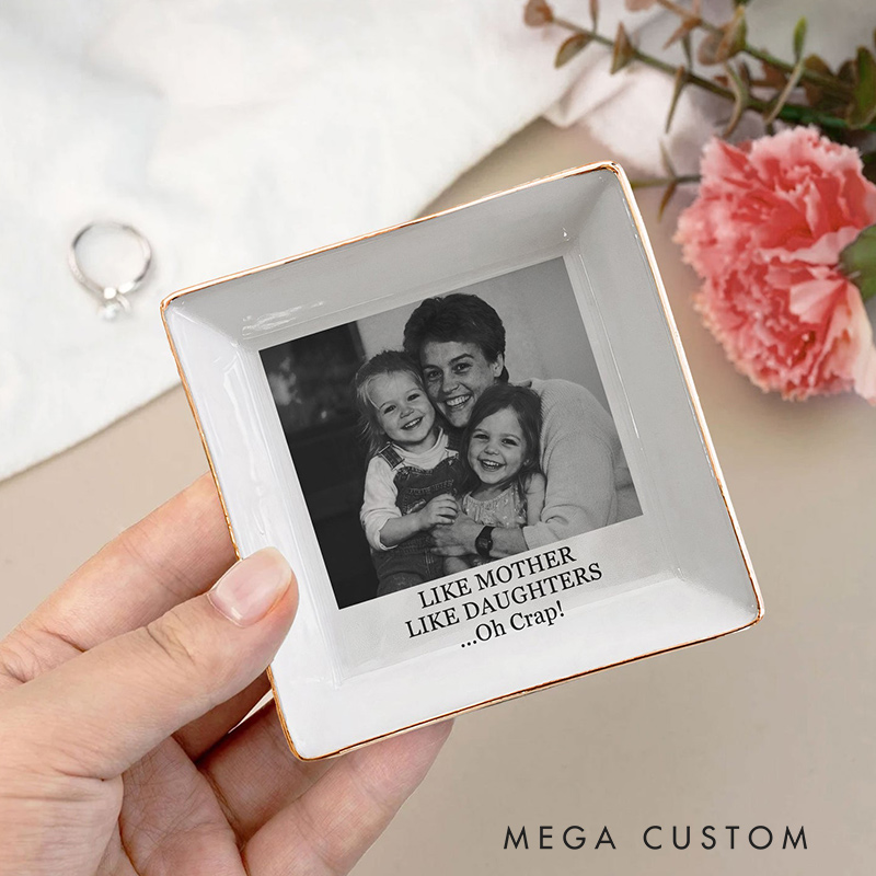Personalized Photo Jewelry Dish Custom Vintage Photo & Message Ring Dish Mother's Day Gifts for Mom