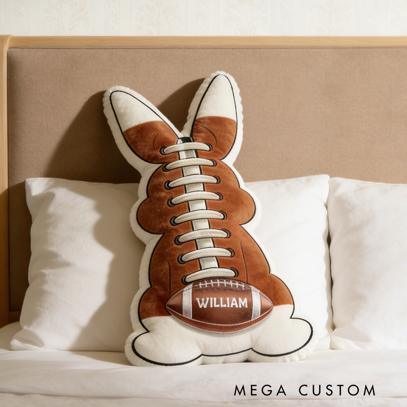 Personalized Easter American Football Bunny Pillow with Custom Name Design