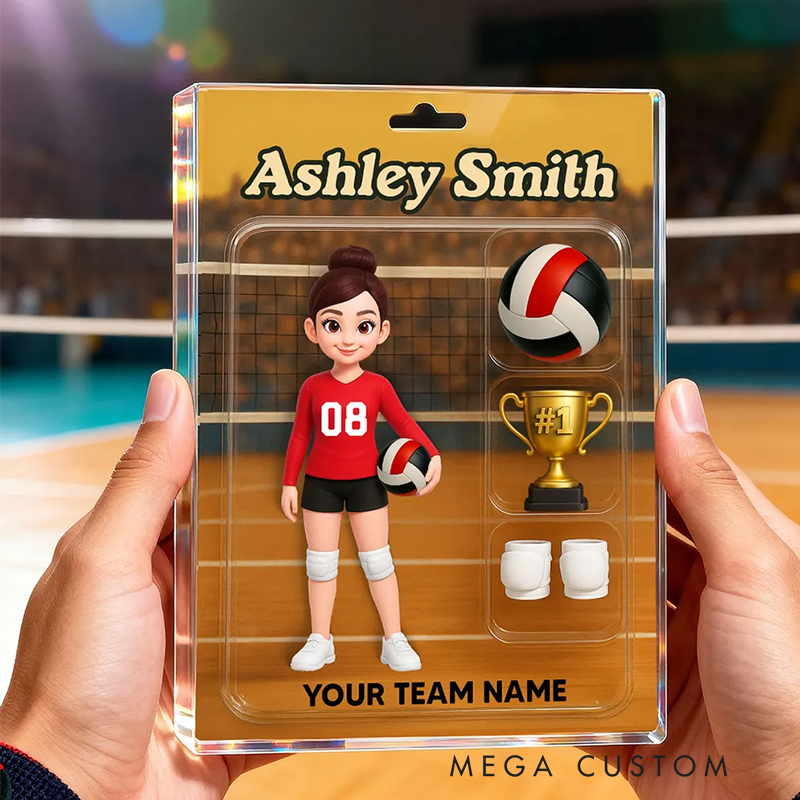 Personalized 3D Effect Volleyball Player Acrylic Block Plaque with Custom Name and Team for Volleyball Enthusiasts