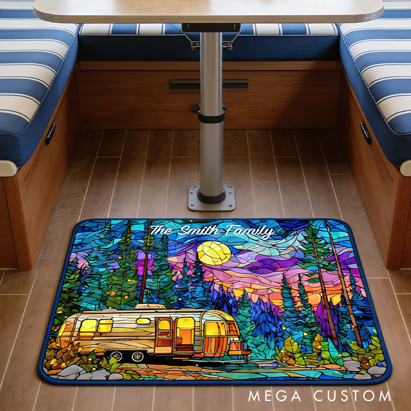 Personalized Family Camper Rug Custom Outdoors Camping Rug Family Gift for Adventure