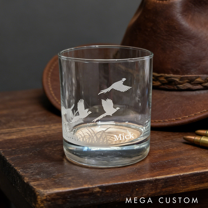 Personalized Engraved Hunting Whiskey Glass Custom Outdoors Hunting Whiskey Glass Gift for Hunting Him