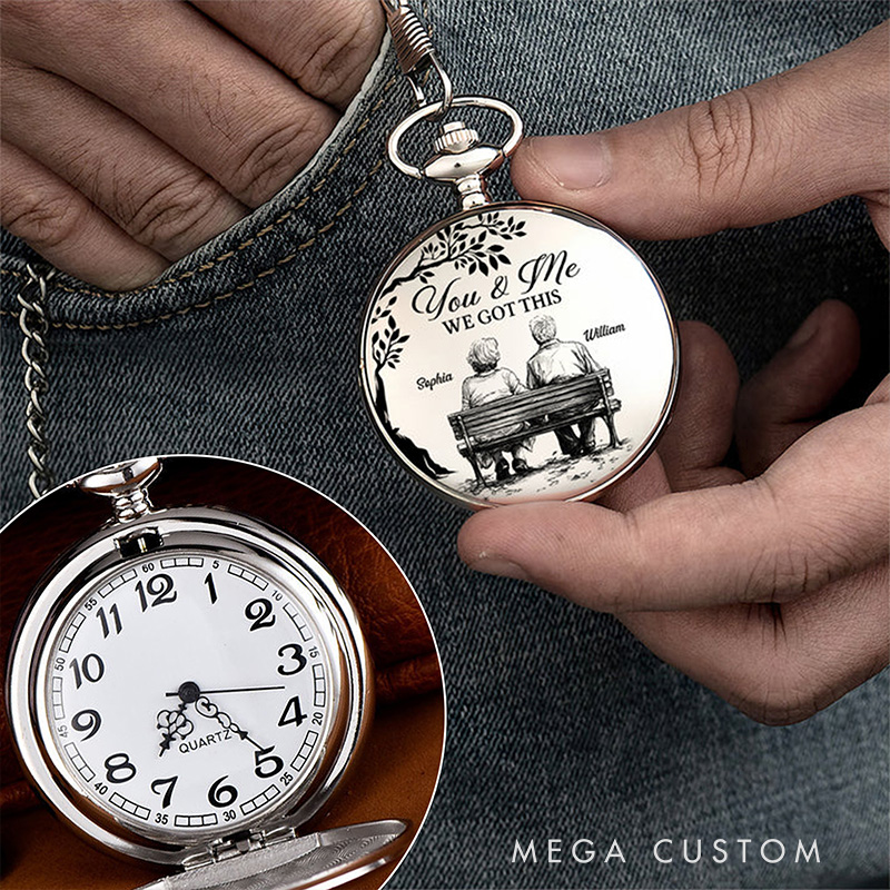 Personalized God Blessed the Broken Road that Led Me Straight to You Pocket Watch with Custom Names Religious Gift for Couple Valentine's Day Gift
