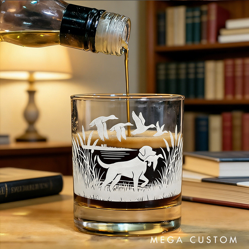 Personalized Hunting Dog Whiskey Glass Custom Outdoors Hunting Lover Whiskey Glass Gift for Hunting