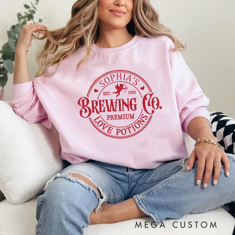 Personalized Brewing Co. Cupid's Love Options Sweatshirt with Name Xoxo Sweatshirt Valentine Baking Shirt Cozy Valentine's Day Gift for Women Baking Lover Her