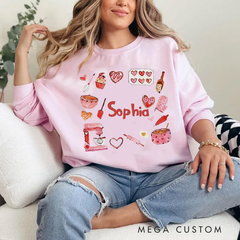 Personalized Baker Valentine Sweatshirt Sweet Valentine Gift for Baking Lovers
