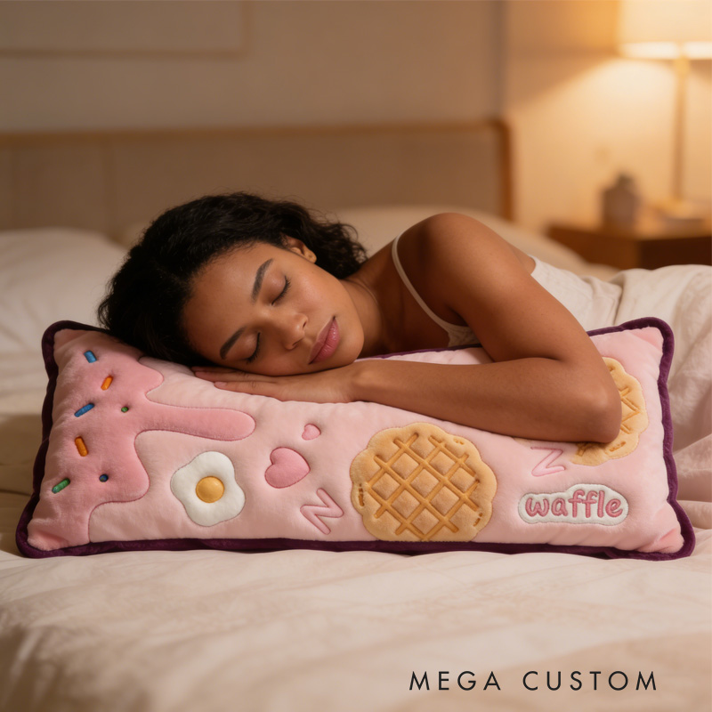Personalized Personalized Waffle Throw Pillow Graphic 3D Print Donut Pillow with Name for Girl Kids Baker Gift Baking Lover