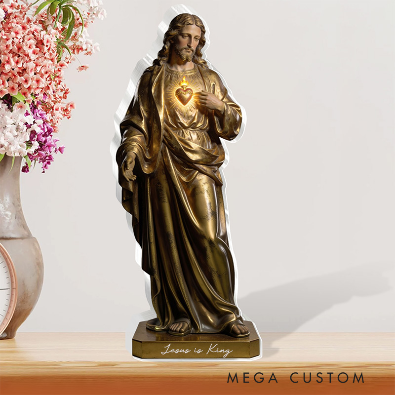 Personalized the Sacred Heart of Jesus Acrylic Plaque with Custom Text Inspirational Jesus Art Plaque Desktop Decor Religious Gift for Christian