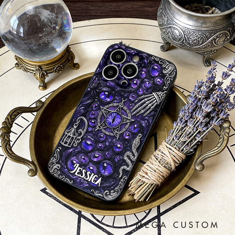Personalized 2D Flat Gothic Pentacle Witchy Vibe Phone Case Magic Lover iPhone Case Witchcore Gift