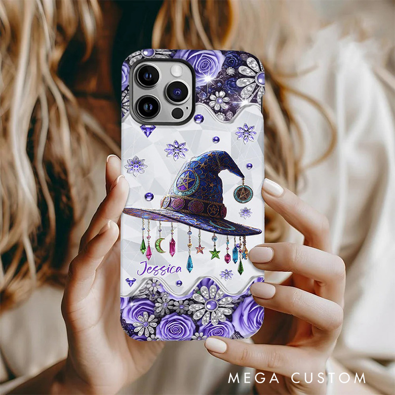 Personalized 2D Flat Gothic Witch Hat Phone Case Magic Lover iPhone Case Witchcore Gift