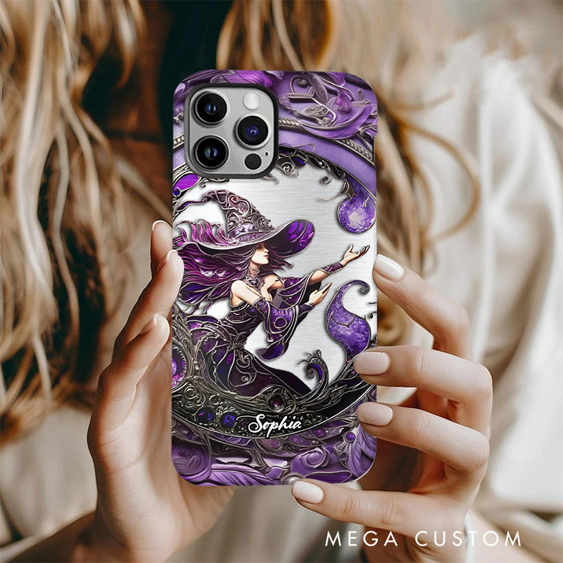 Personalized 2D Flat Beautiful Witch Phone Case Magic Lover iPhone Case Witchcore Gift