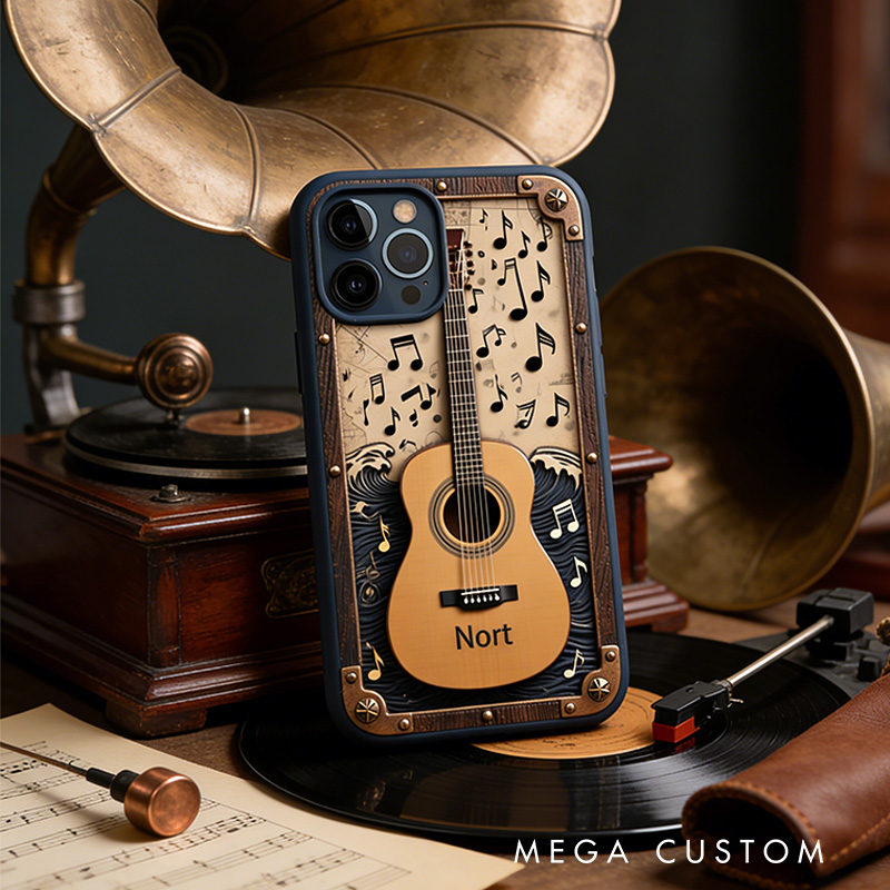 Personalized 2D Flat Guitar Music Theme Phone Case Music Lover iPhone Case Music Gift