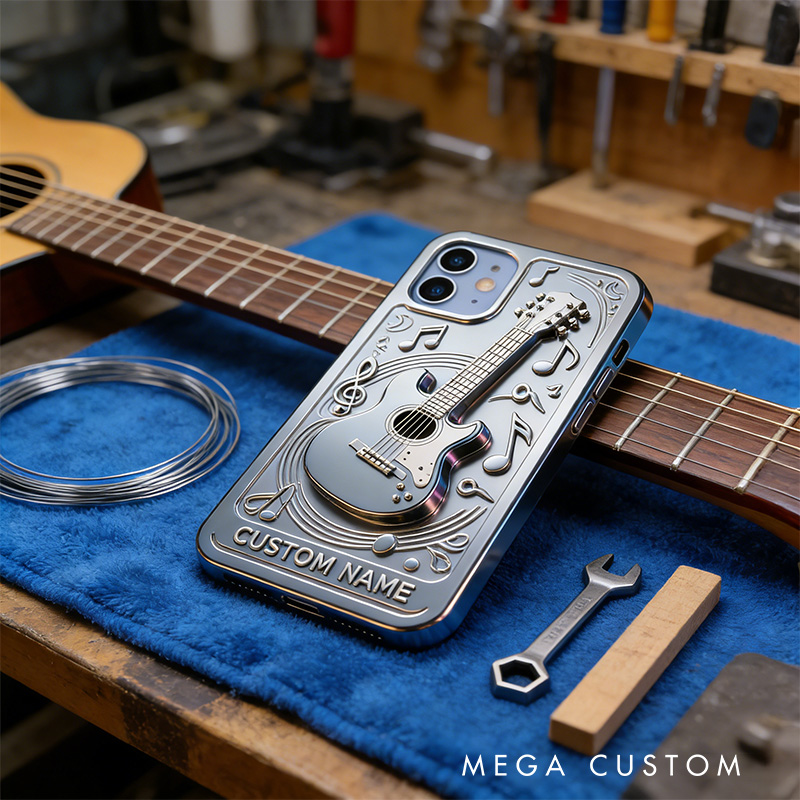 Personalized 2D Flat Guitar Theme Phone Case Music Lover iPhone Case Music Gift